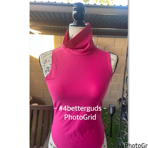Fashion Nova Mock Neck Sleeveless Bodysuit Hot Pink Medium - Picture 4 of 14